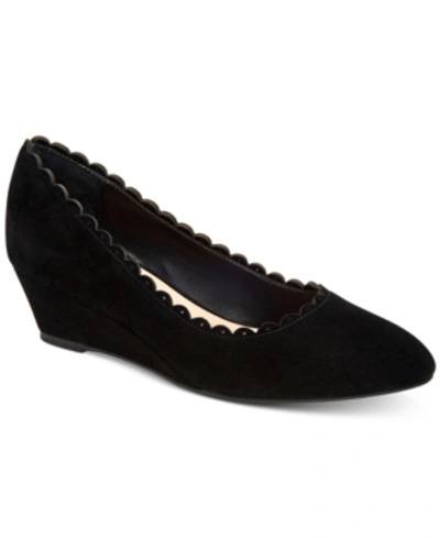 Charter Club Wandaa Wedge, Created For Macy's Women's Shoes In Black Suede