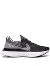 Nike Women's React Infinity Run Flyknit Running Sneakers From Finish Line In Black/white/white