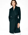 Cole Haan Plus Size Belted Wrap Coat In Petroleum