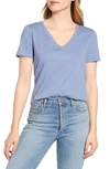 Vince Camuto Studded V-neck Cotton Blend T-shirt In Silver Heather