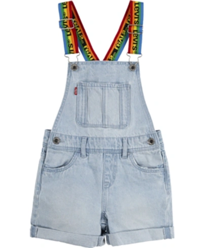 Levi's Kids' Big Girls Rainbow Logo Cotton Denim Shortalls In Capri