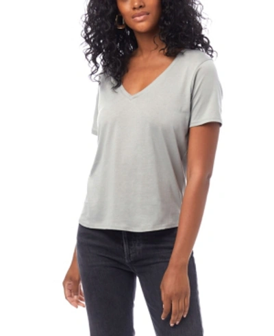 Alternative Apparel Organic Cotton V-neck Women's T-shirt In Gray