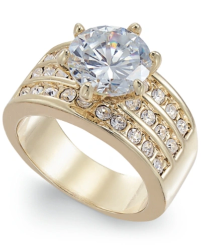 Charter Club Crystal Triple-row Ring In Fine Silver Plate Or Gold Plate, Created For Macy's
