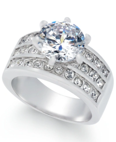 Charter Club Crystal Triple-row Ring In Fine Silver Plate Or Gold Plate, Created For Macy's