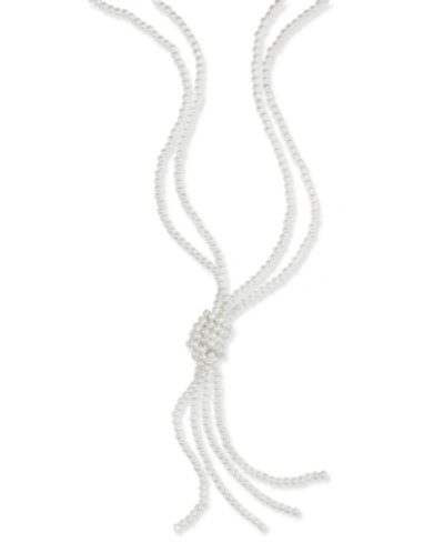 Charter Club Imitation Pearl Knotted Lariat Necklace, 28" + 2" Extender, Created For Macy's In White