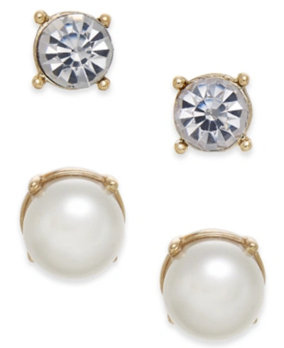 Charter Club Gold-tone Colored Imitation Pearl 2-pc. Set Stud Earrings, Created For Macy's