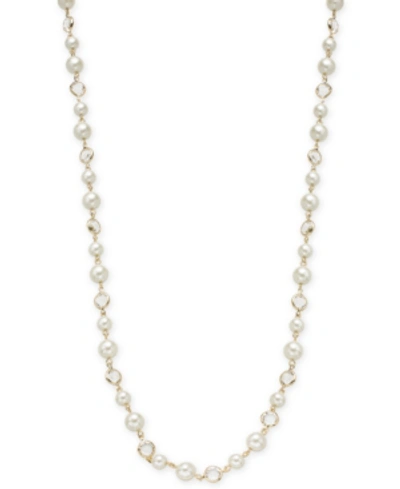 Charter Club Crystal & Imitation Pearl Strand Necklace, 42" + 2" Extender, Created For Macy's In White