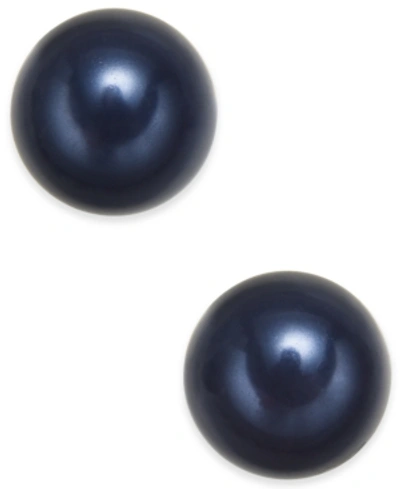 Charter Club Imitation Pearl (12mm) Stud Earrings, Created For Macy's In Navy