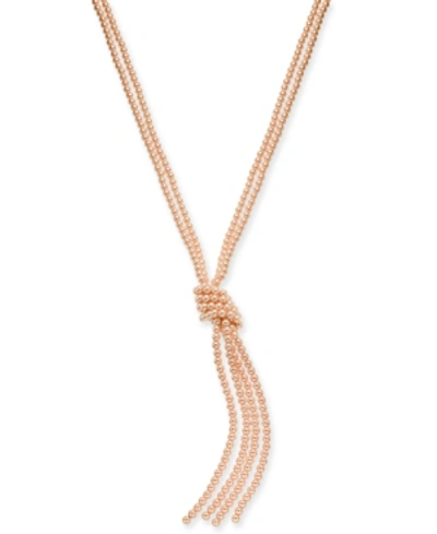 Charter Club Colored Imitation Pearl Knotted Lariat Necklace, 28" + 2" Extender, Created For Macy's In Pink