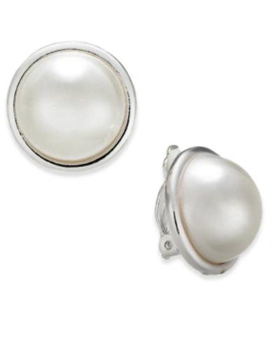 Charter Club Imitation Pearl Clip-on Earrings, Created For Macy's In Silver