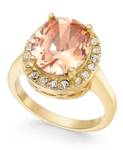 Charter Club Gold-plate Crystal Oval Halo Ring, Created For Macy's In Pink