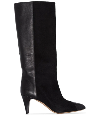 Isabel Marant Lalle Studded Tall Suede Boots In Black