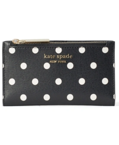 Kate Spade Spencer Cabana Dot Small Slim Bifold Wallet In Black Multi