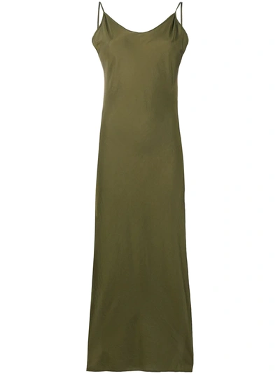 Andrea Ya'aqov Side-slit Long Slip Dress In Green