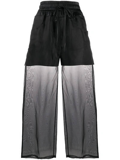 Andrea Ya'aqov Sheer-panel Flared Trousers In Black