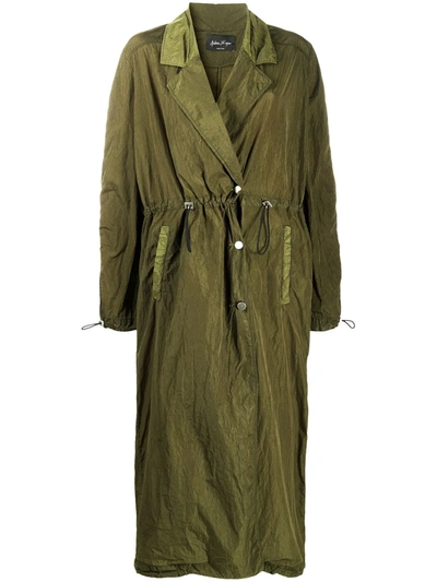 Andrea Ya'aqov Drawstring Long Trench Coat In Green