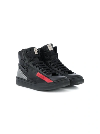 Cesare Paciotti Teen Logo-print High-top Sneakers In Black