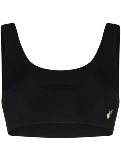 Off-white Hand Logo Logo-print Sports Bra In Black