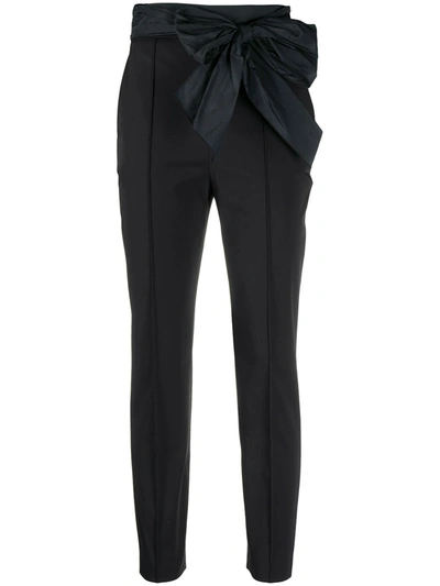 Elisabetta Franchi Large Bow Skinny Trousers In Black