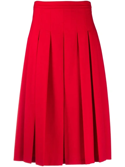Marni Pleated Mid-length Skirt In Red