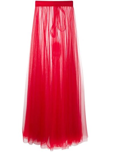 Loulou Sheer Tulle Skirt In Red