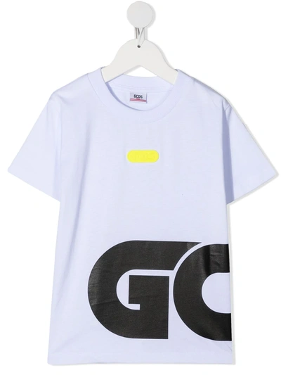 Gcds Kids' Logo Print T-shirt In White