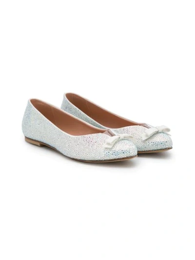 Mischka Aoki Kids' Pointed Toe Slip-on Glitter Pumps In Silver
