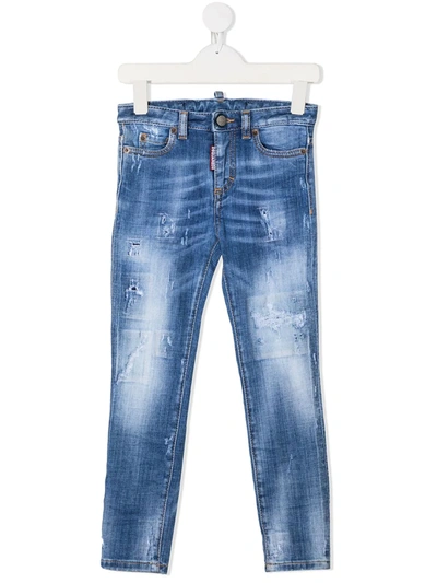 Dsquared2 Teen Contrast Stitch Skinny Jeans In Denim