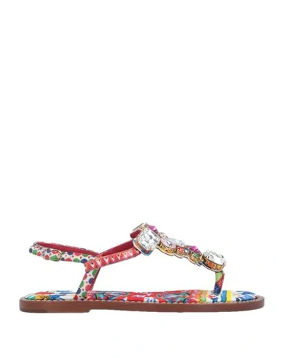 Dolce & Gabbana Toe Strap Sandals In Red