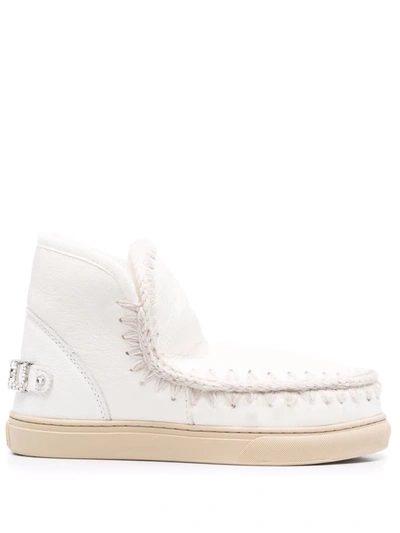 Mou Eskimo 18 Ankle Boots With Rhinestones In White