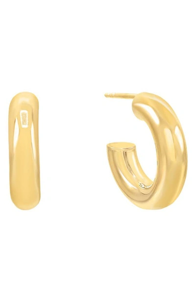 Adinas Jewels Thick Hollow Hoop Earring In 14k Gold Plated Over Sterling Silver