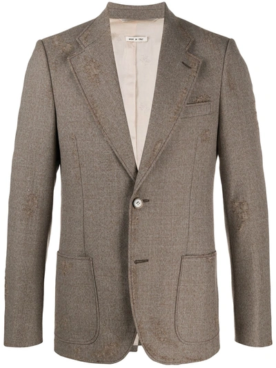 Marni Distressed Fitted Blazer In Brown