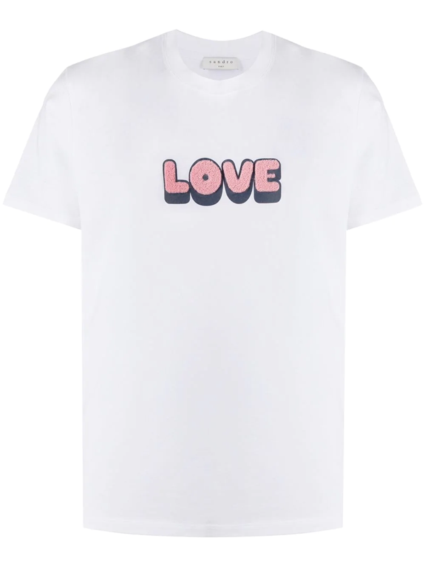 Sandro Love Appliqué Print T-shirt In White | ModeSens