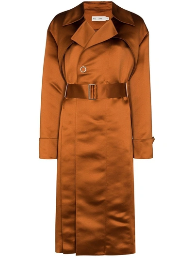 Xu Zhi Single-breasted Belted Trench Coat In Brown