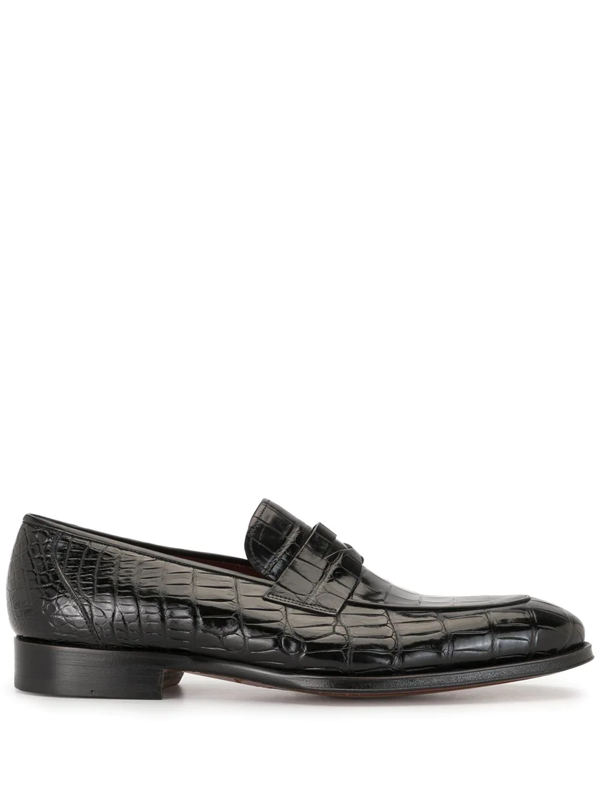 Magnanni Crocodile Leather Loafers In Black | ModeSens