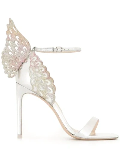 Sophia Webster Chiara Embroidered Heeled Sandals In Silver