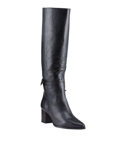 Alexandre Birman Rachel 80 Knotted Leather Knee Boots In Black