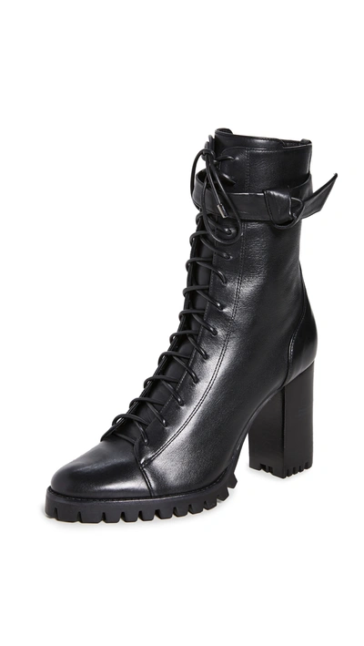 Alexandre Birman Evelyn Block-heel Leather Combat Boots In Black