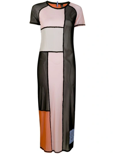 Mcq Swallow Colour-block Semi-sheer Dress In Neutrals
