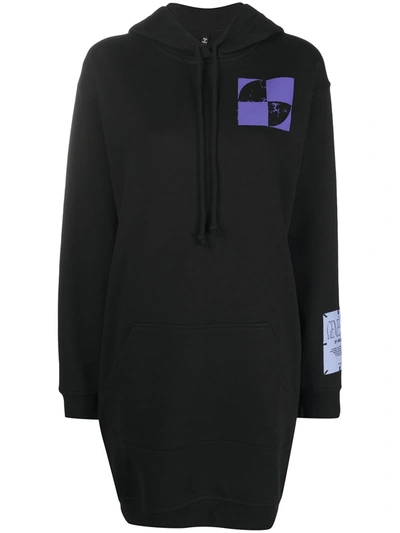 Mcq Swallow Slogan Print Hoodie Midi Dress In Black