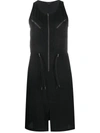 Allsaints Vola Zippered Drawstring Waist Dress In Black