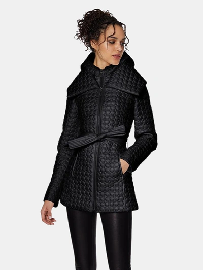 Dawn Levy Morgan Belted Quilted Coat In Black