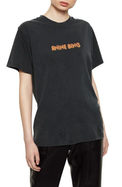 Anine Bing Lili Retro Graphic Print Cotton Tee In Black