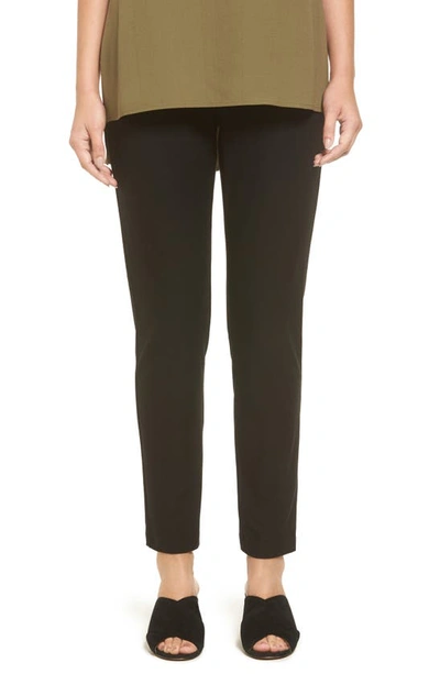 Eileen Fisher Petite Washable Stretch Crepe Slim Ankle Pants In Black