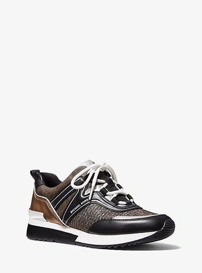 Michael Kors Pippin Mixed-media Trainer In Brown