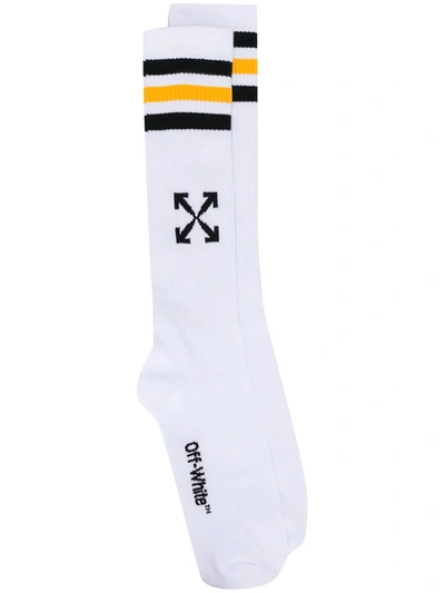 Off-white Arrows Ribbed-knit Sport Socks In White
