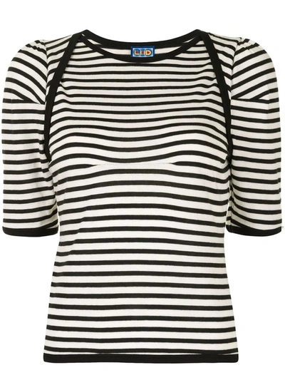Lhd Displaced-seam Striped T-shirt In Black/white