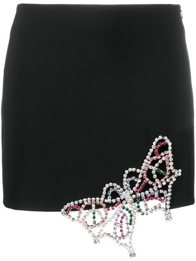 Area Butterfly Embellished Mini Skirt In Black