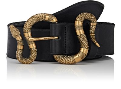 Gucci Men's Snake Buckle Leather Belt 