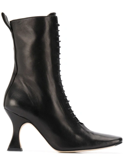 Miista 80mm Yana Leather Lace-up Boots In Black